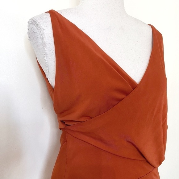 HAUTE HIPPIE ORANGE RUST ASYMMETRICAL DRAPED COCKTAIL DRESS - XS - Picture 4 of 8